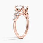 18K Solid Gold Magnolia Asscher Accent Lab Diamond Ring