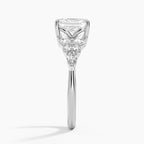 18K Solid Gold Magnolia Asscher Accent Lab Diamond Ring