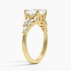 18K Solid Gold Magnolia Asscher Accent Lab Diamond Ring