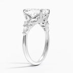 18K Solid Gold Magnolia Emerald Accent Lab Diamond Ring