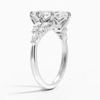 18K Solid Gold Magnolia Marquise Accent Lab Diamond Ring