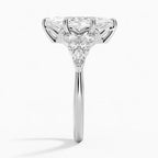 18K Solid Gold Magnolia Marquise Accent Lab Diamond Ring