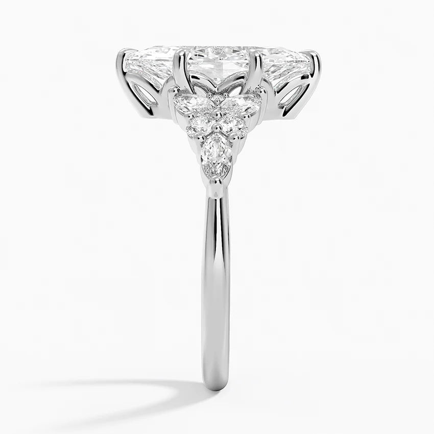 Magnolia Accents (Marquise and Round Side Stones) Lab Diamond Ring in 18K Gold - Marquise
