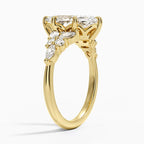 18K Solid Gold Magnolia Marquise Accent Lab Diamond Ring