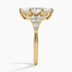 18K Solid Gold Magnolia Marquise Accent Lab Diamond Ring
