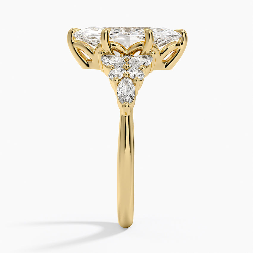 Magnolia Accents (Marquise and Round Side Stones) Lab Diamond Ring in 18K Gold - Marquise