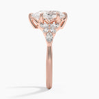 18K Solid Gold Magnolia Pear Accent Lab Diamond Ring