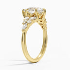 18K Solid Gold Magnolia Pear Accent Lab Diamond Ring