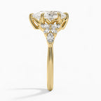 18K Solid Gold Magnolia Pear Accent Lab Diamond Ring