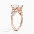 18K Solid Gold Magnolia Princess Accent Lab Diamond Ring