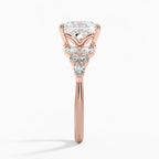 18K Solid Gold Magnolia Princess Accent Lab Diamond Ring