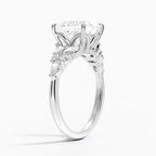 18K Solid Gold Magnolia Princess Accent Lab Diamond Ring