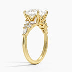 18K Solid Gold Magnolia Princess Accent Lab Diamond Ring