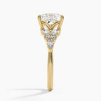 18K Solid Gold Magnolia Princess Accent Lab Diamond Ring