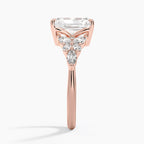 18K Solid Gold Magnolia Radiant Accent Lab Diamond Ring
