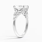 18K Solid Gold Magnolia Radiant Accent Lab Diamond Ring