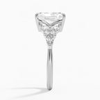18K Solid Gold Magnolia Radiant Accent Lab Diamond Ring