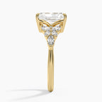 18K Solid Gold Magnolia Radiant Accent Lab Diamond Ring