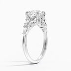18K Solid Gold Magnolia Round Accent Lab Diamond Ring