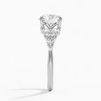 18K Solid Gold Magnolia Round Accent Lab Diamond Ring