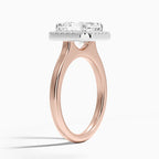 18K Solid Gold Moana Asscher Vintage Accent Lab Diamond Ring