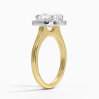 18K Solid Gold Moana Cushion Vintage Accent Lab Diamond Ring
