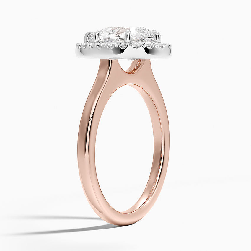 18K Solid Gold Moana Pear Vintage Accent Lab Diamond Ring