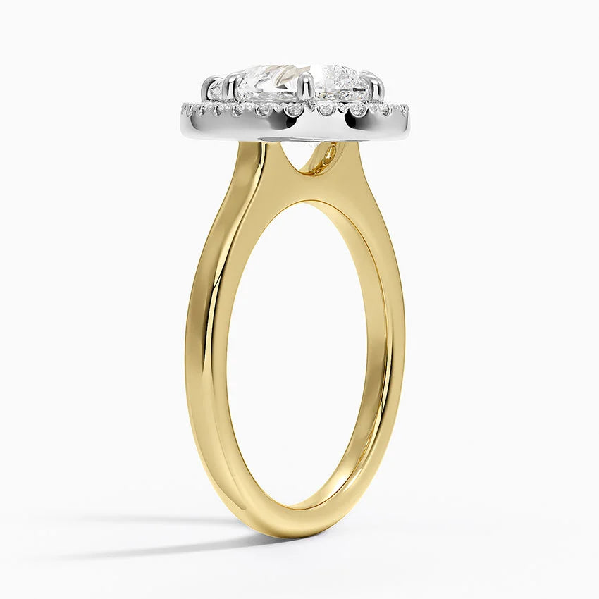18K Solid Gold Moana Pear Vintage Accent Lab Diamond Ring
