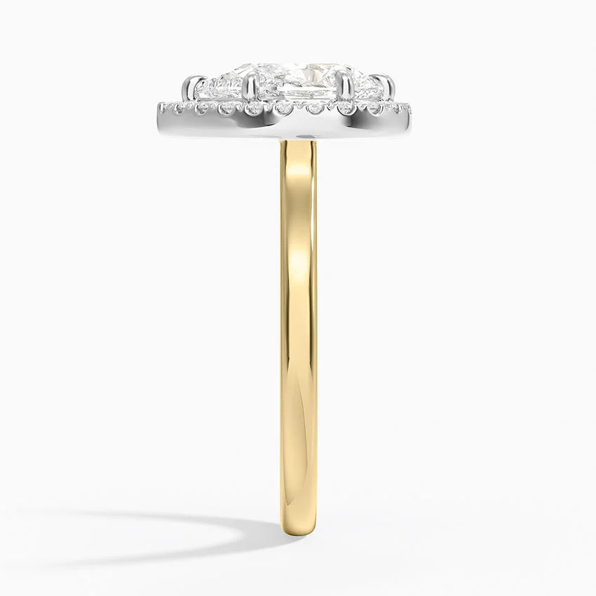 18K Solid Gold Moana Pear Vintage Accent Lab Diamond Ring