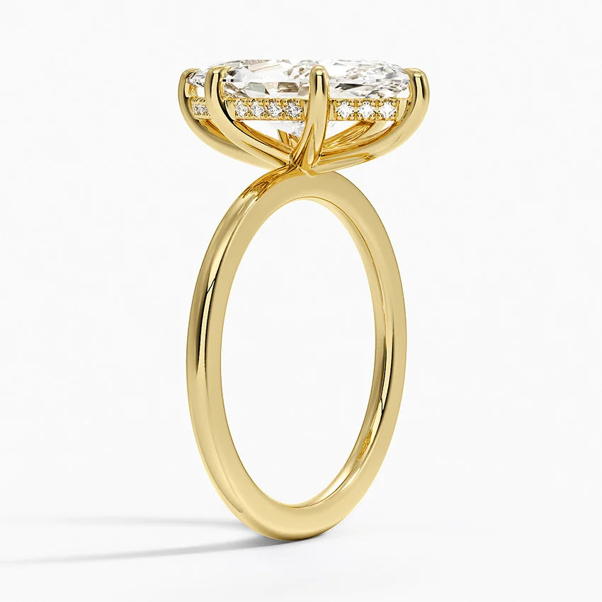 Pear Cut Diamond Solitaire Engagement Ring in Solid Gold⁠