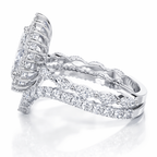 18K Solid Gold Madeleine Pear Halo Lab Diamond Bridal Ring Set