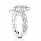 18K Solid Gold Madeleine Pear Halo Lab Diamond Bridal Ring Set