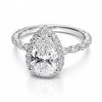 18K Solid Gold Madeleine Pear Halo Lab Diamond Bridal Ring Set