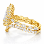 18K Solid Gold Madeleine Pear Halo Lab Diamond Bridal Ring Set