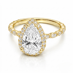 18K Solid Gold Madeleine Pear Halo Lab Diamond Bridal Ring Set