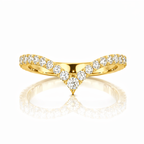 18K Solid Gold Madeleine Pear Halo Lab Diamond Bridal Ring Set