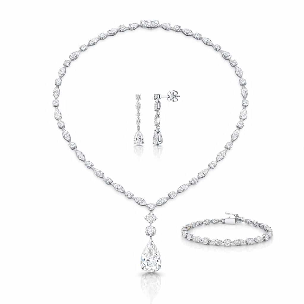45 Carat Monique High Jewelry Bridal Lab-Grown Diamond Set 18K White Gold
