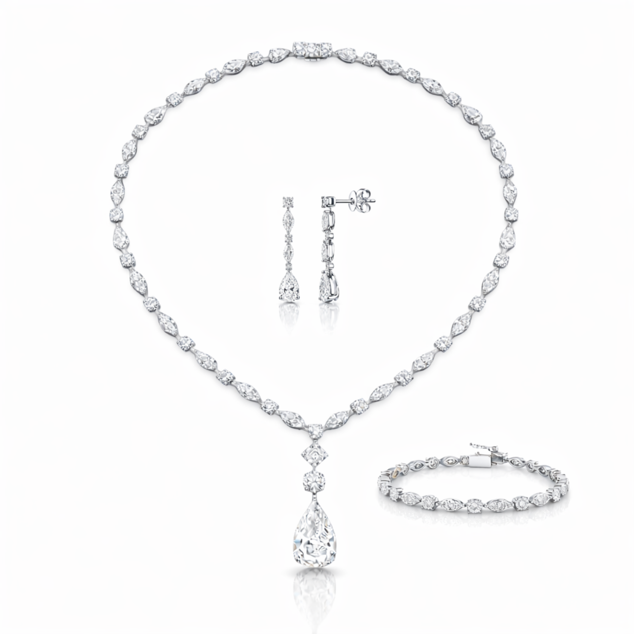 45 Carat Monique High Jewelry Bridal Lab-Grown Diamond Set 18K White Gold