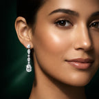 ⁠Mixed Cut Diamond Drop Bridal Jewelry Set with Necklace, Earrings, and Bracelet⁠
