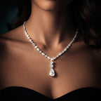 ⁠Mixed Cut Diamond Drop Bridal Jewelry Set with Necklace, Earrings, and Bracelet⁠