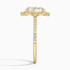 18K Solid Gold Nelly Oval Vintage Accent Lab Diamond Ring