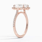 18K Solid Gold Nelly Radiant Vintage Accent Lab Diamond Ring