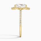 18K Solid Gold Nelly Radiant Vintage Accent Lab Diamond Ring