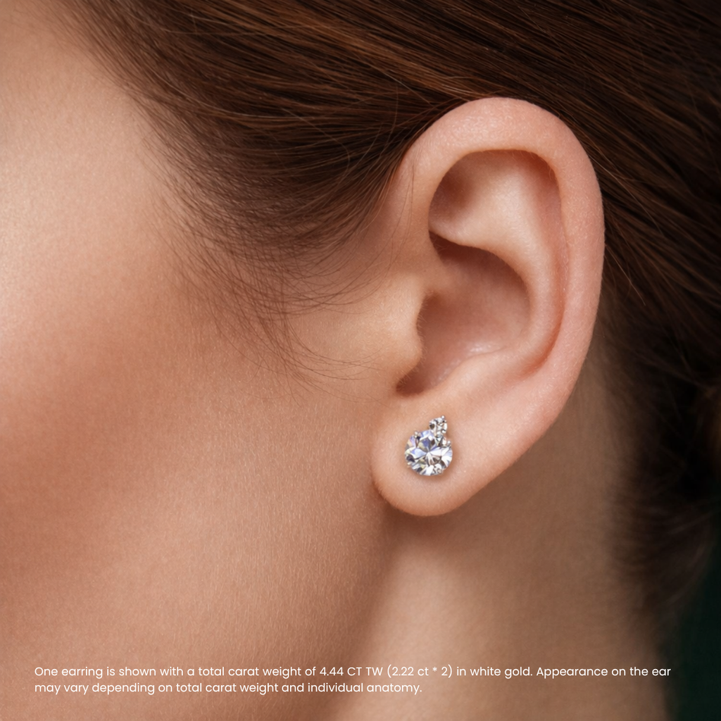 Nahla Double Round Stud Lab Diamond Earrings ( 2.2 ct * 2 ) 18K Gold