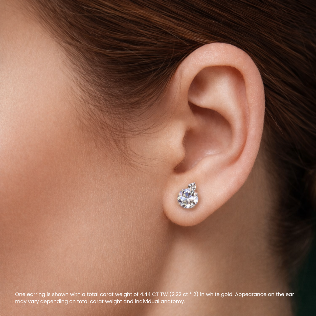 Nahla Double Round Stud Lab Diamond Earrings ( 2.2 ct * 2 ) 18K Gold