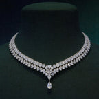 Double Strand Pear Diamond Collar Necklace with Drop⁠