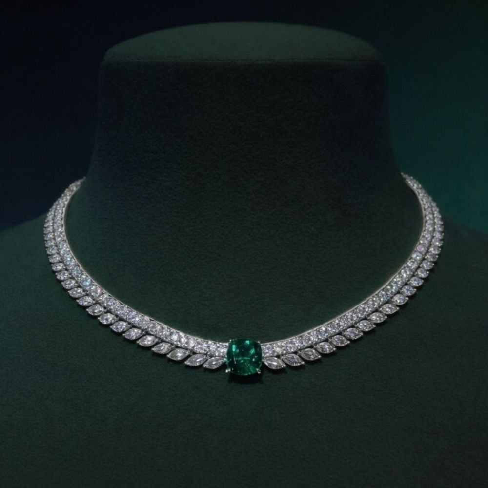Florence Emerald Focal Double-Row Diamond High Jewellery Necklace