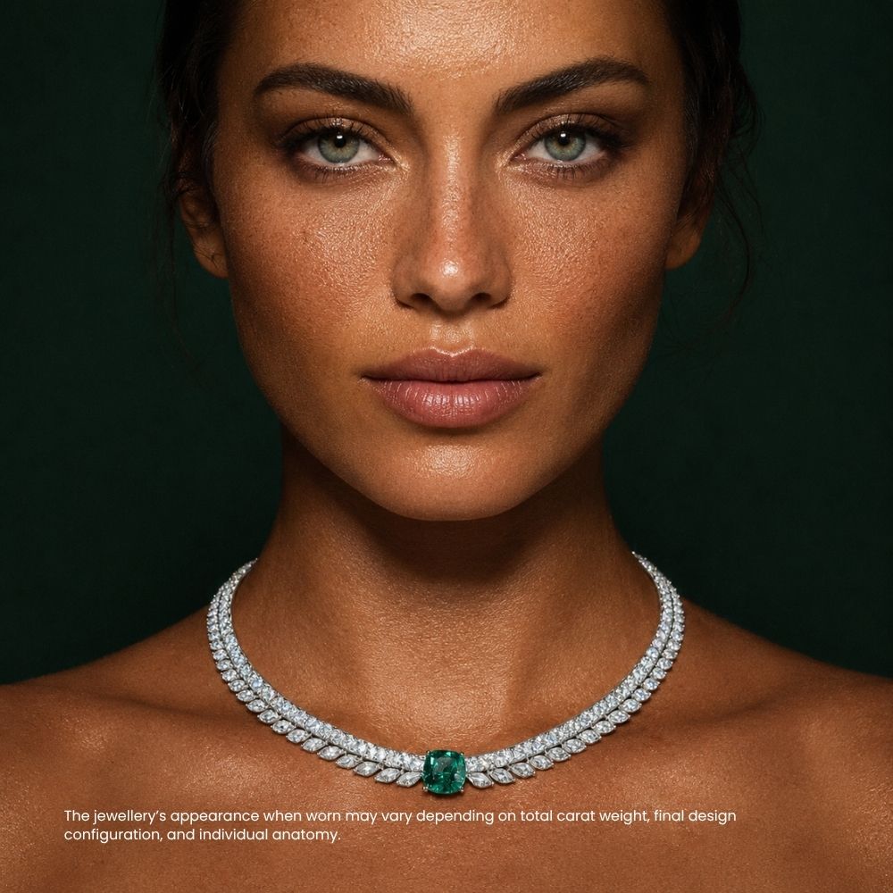 Florence Emerald Focal Double-Row Diamond High Jewellery Necklace