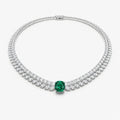 Florence High Jewellery Lab Diamond (23 Carat) and Emerald Necklace (16 in.) 18K White Gold