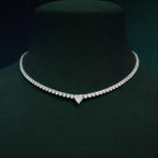 Heart Center Solitaire Diamond Tennis Necklace⁠